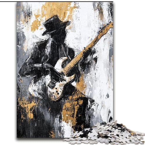 Puzzles für Teenager, die Gitarre Spielen, Ölgemälde, Familienspiel, Stressabbau, schwierige Herausforderung, stärkt die Liebe zwischen Paaren (Größe 26x38cm) von LiJianXXE