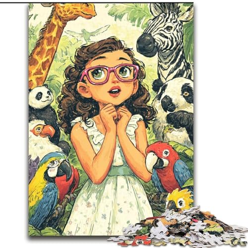 Puzzles für Teenager mit Tieren und Mädchen, Familienspiel zum Stressabbau, schwierige Herausforderung, stärkt die Liebe zwischen Paaren (Größe 50x75cm) von LiJianXXE