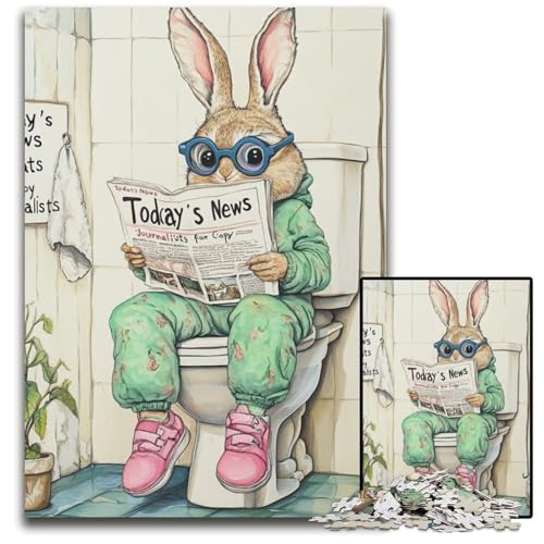 Rabbit Go Toilet 1000-teiliges Puzzle, unmögliches Puzzle für Erwachsene, entspannende Unterhaltung, Heimdekoration, 26x38cm/10,23x14,96 Zoll von LiJianXXE