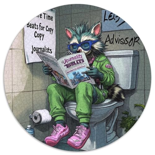 Raccoon Go Toilet 1000-teiliges Puzzle für Erwachsene, runde Puzzles 1000 Teile für Erwachsene, anspruchsvolles DIY-Denkspiel für Teenager, 67,5 x 67,5 cm Raccoon Go Toilet 1000-teiliges Puzzle für Erwachsene, runde Puzzles 1000 Teile für Erwachsene, anspruchsvolles DIY-Denkspiel für Teenager, 67,5 x 67,5 cm von LiJianXXE