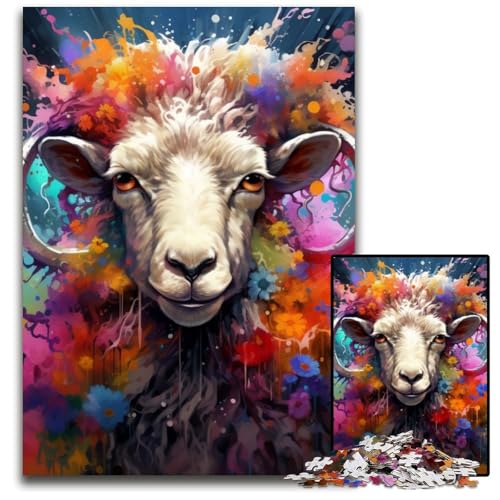 Schaf-Puzzle, 1000 Teile, Unmögliches Puzzle für Erwachsene, Entspannende Unterhaltung, Heimdekoration, 26x38cm/10,23x14,96 Zoll von LiJianXXE