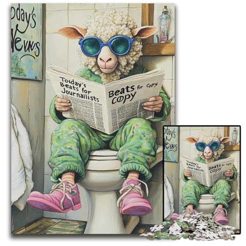 Sheep Go Toilet 1000-teiliges Puzzle-Geschenk, Holzpuzzle, interaktives Familienspiel, DIY-Heimdekoration, Denksport-Geschenk, 50x75cm/19,68x29,52 Zoll Sheep Go Toilet 1000-teiliges Puzzle-Geschenk, Holzpuzzle, interaktives Familienspiel, DIY-Heimdekoration, Denksport-Geschenk, 50x75cm/19,68x29,52 Zoll von LiJianXXE