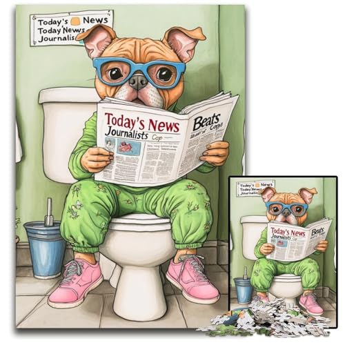 Staffordshire Bull Go Toilet Puzzle für Erwachsene, 1000-teiliges Holzpuzzle, perfekt für Teenager und Sammler, ideale Heimdekoration und Reisegeschenk, 50x75cm/19,68x29,52 Zoll Staffordshire Bull Go Toilet Puzzle für Erwachsene, 1000-teiliges Holzpuzzle, perfekt für Teenager und Sammler, ideale Heimdekoration und Reisegeschenk, 50x75cm/19,68x29,52 Zoll von LiJianXXE