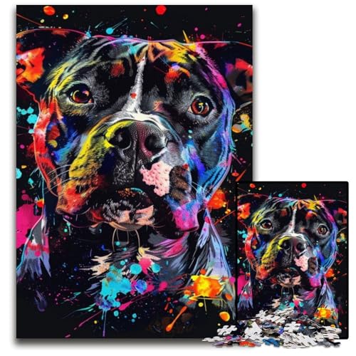 Staffordshire Bull Terrier Puzzle 1000 Teile für Erwachsene, Puzzle, ideal für Teenager und Sammler, Reisegeschenk, Familienaktivität, 50x75cm/19,68x29,52 Zoll von LiJianXXE
