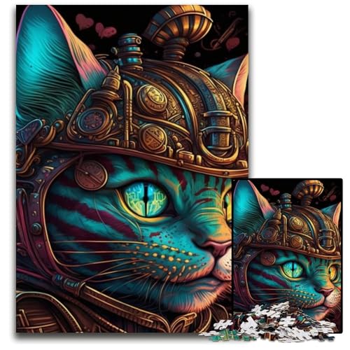 Steampunk-Katzen-Puzzle für Erwachsene, 1000 Teile, anspruchsvolle Puzzles, Teenager, Paare und Freunde zum Geburtstag, Weihnachten, 50x75cm/19,68x29,52 Zoll Steampunk-Katzen-Puzzle für Erwachsene, 1000 Teile, anspruchsvolle Puzzles, Teenager, Paare und Freunde zum Geburtstag, Weihnachten, 50x75cm/19,68x29,52 Zoll von LiJianXXE