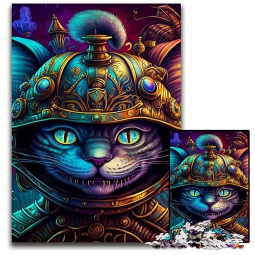 Steampunk-Katzen-Puzzle für Erwachsene, 1000-teiliges Holzpuzzle, schwieriges Denkspiel für Jugendliche, 50x75cm/19,68x29,52 Zoll von LiJianXXE