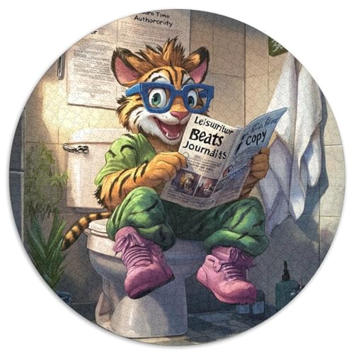 Tiger Go Toilet 1000-teiliges Puzzle für Erwachsene, runde Puzzles 1000 Teile für Erwachsene, anspruchsvolles DIY-Denkspiel für Teenager, 67,5 x 67,5 cm Tiger Go Toilet 1000-teiliges Puzzle für Erwachsene, runde Puzzles 1000 Teile für Erwachsene, anspruchsvolles DIY-Denkspiel für Teenager, 67,5 x 67,5 cm von LiJianXXE