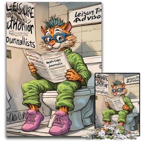 Tiger Go Toiletten-Puzzle für Erwachsene, 1000 Teile, interaktives Familienspiel, Familienaktivitätsspiel, 50x75cm/19,68x29,52 Zoll von LiJianXXE