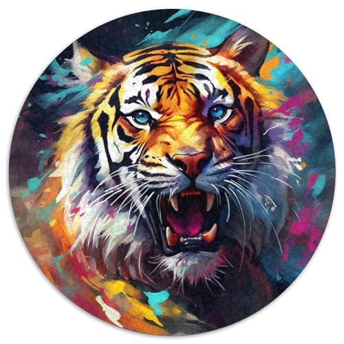 Tiger-Puzzle mit 1000 Teilen, rund, 1000 Teile, anspruchsvolles Denkspiel – entspannendes Spielzeug für Teenager, 67,5 x 67,5 cm Tiger-Puzzle mit 1000 Teilen, rund, 1000 Teile, anspruchsvolles Denkspiel – entspannendes Spielzeug für Teenager, 67,5 x 67,5 cm von LiJianXXE