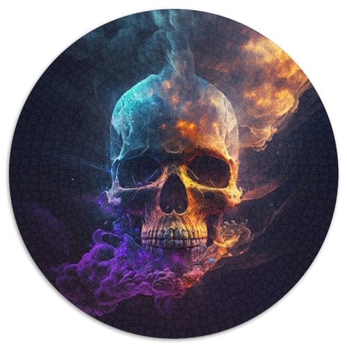 Totenkopf-Puzzle, 1000 Teile, rund, 1000 Teile, anspruchsvolles Denkspiel, entspannendes Spielzeug für Teenager, 67,5 x 67,5 cm von LiJianXXE