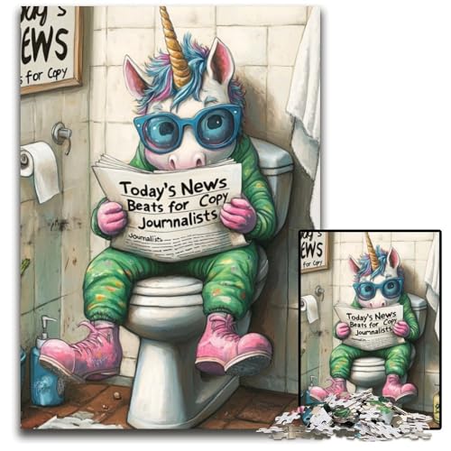 Unicorn Go Toilet Puzzle für Erwachsene, 1000-teiliges Kartonpuzzle, perfekt für Teenager und Sammler, ideale Heimdekoration und Reisegeschenk, 26x38cm/10,23x14,96 Zoll Unicorn Go Toilet Puzzle für Erwachsene, 1000-teiliges Kartonpuzzle, perfekt für Teenager und Sammler, ideale Heimdekoration und Reisegeschenk, 26x38cm/10,23x14,96 Zoll von LiJianXXE