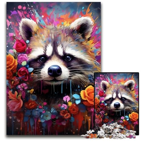 Waschbär-Puzzle für Erwachsene, 1000-teiliges Kartonpuzzle, schwieriges Denkspiel für Jugendliche, 26x38cm/10,23x14,96 Zoll von LiJianXXE