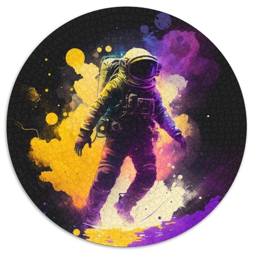 Weltraum-Astronauten-Puzzle, 1000 Teile, rund, 1000 Teile, anspruchsvolles Denkspiel, entspannendes Spielzeug für Teenager, 67,5 x 67,5 cm von LiJianXXE