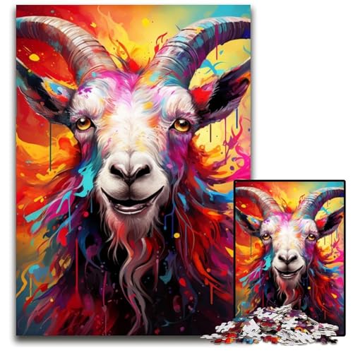 Ziegen-Puzzle für Erwachsene, 1000 Holzpuzzles, interaktives Familienspiel, Denksportaufgabe, Lernspielzeug, 50x75cm/19,68x29,52 Zoll Ziegen-Puzzle für Erwachsene, 1000 Holzpuzzles, interaktives Familienspiel, Denksportaufgabe, Lernspielzeug, 50x75cm/19,68x29,52 Zoll von LiJianXXE
