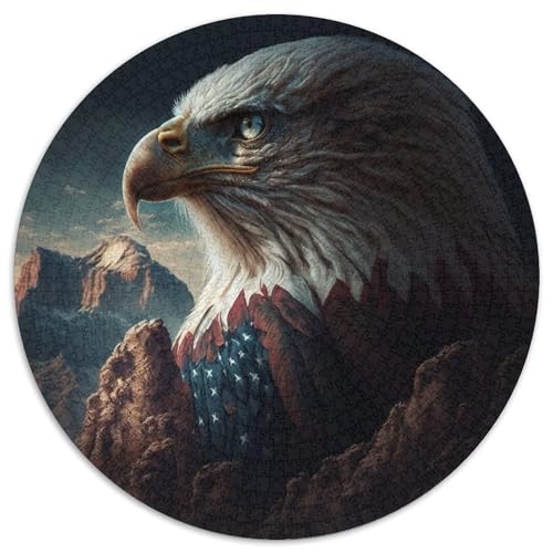 1000-teiliges Puzzle, American Eagle, USA Art, 1000-teiliges rundes Puzzle für Erwachsene, Weihnachten, Halloween, Ostern, Neujahr, 67,5 x 67,5 cm von LiJianXXL