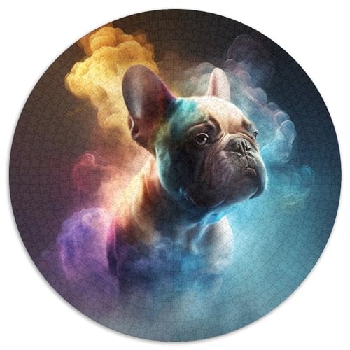1000-teiliges Puzzle, Bulldoggennebel, 1000-teiliges rundes Puzzle für Erwachsene, Weihnachten, Halloween, Ostern, Neujahr, 67,5 x 67,5 cm von LiJianXXL