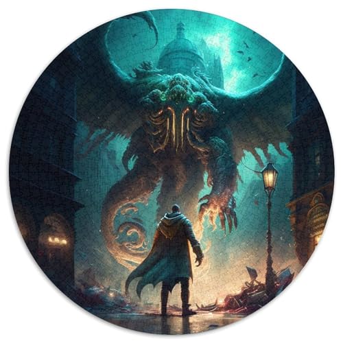 1000-teiliges Puzzle, Cthulhu-Mythos, 1000-teiliges rundes Puzzle für Erwachsene, Weihnachten, Halloween, Ostern, Neujahr, 67,5 x 67,5 cm 1000-teiliges Puzzle, Cthulhu-Mythos, 1000-teiliges rundes Puzzle für Erwachsene, Weihnachten, Halloween, Ostern, Neujahr, 67,5 x 67,5 cm von LiJianXXL