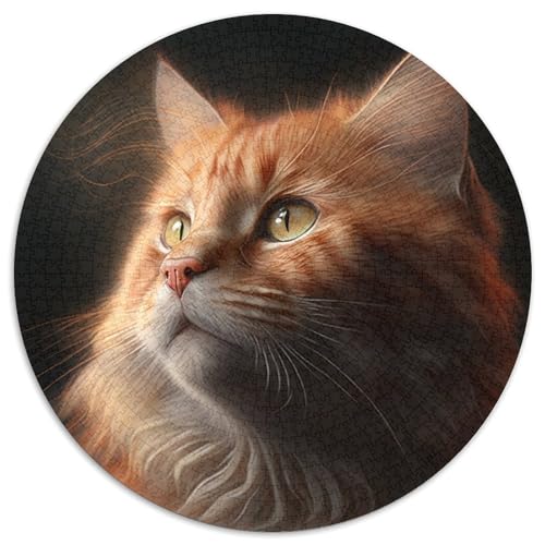 1000-teiliges Puzzle, Fantasiekatze, 1000-teiliges rundes Puzzle für Erwachsene, Weihnachten, Halloween, Ostern, Neujahr, 67,5 x 67,5 cm von LiJianXXL