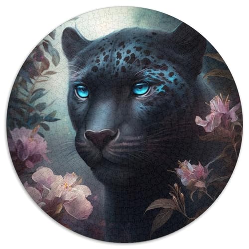 1000-teiliges Puzzle, Fantasy-Leopard, 1000-teiliges rundes Puzzle für Erwachsene, Weihnachten, Halloween, Ostern, Neujahr, 67,5 x 67,5 cm von LiJianXXL