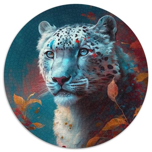1000-teiliges Puzzle, Fantasy-Leopard, 1000-teiliges rundes Puzzle für Erwachsene, Weihnachten, Halloween, Ostern, Neujahr, 67,5 x 67,5 cm von LiJianXXL