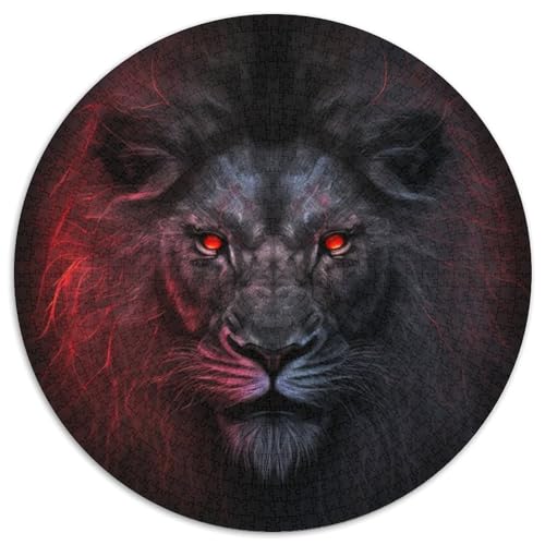 1000-teiliges Puzzle, Fantasy-Löwe, rund, 1000 Teile, für Erwachsene, interaktives Familienspiel, Denksportaufgabe, Lernspielzeug, 67,5 x 67,5 cm von LiJianXXL
