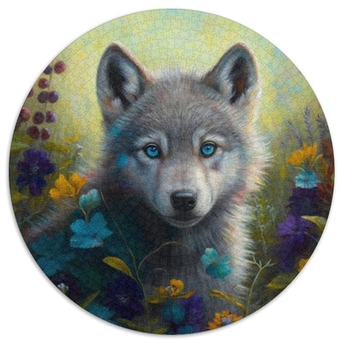 1000-teiliges Puzzle, Fantasy-Wolf, 1000-teiliges rundes Puzzle für Erwachsene, Weihnachten, Halloween, Ostern, Neujahr, 67,5 x 67,5 cm 1000-teiliges Puzzle, Fantasy-Wolf, 1000-teiliges rundes Puzzle für Erwachsene, Weihnachten, Halloween, Ostern, Neujahr, 67,5 x 67,5 cm von LiJianXXL