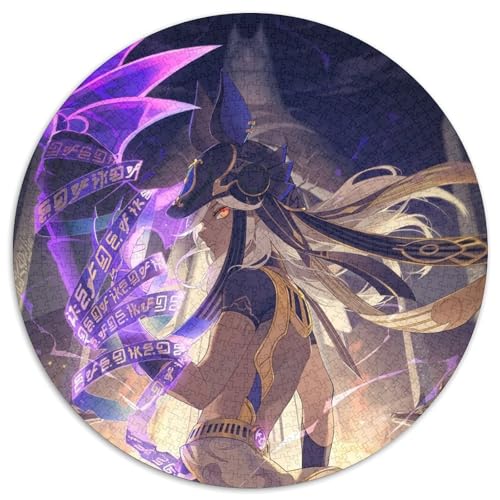 1000-teiliges Puzzle, Genshin Impact Cyno, 1000-teiliges rundes Puzzle für Erwachsene, Weihnachten, Halloween, Ostern, Neujahr, 67,5 x 67,5 cm von LiJianXXL