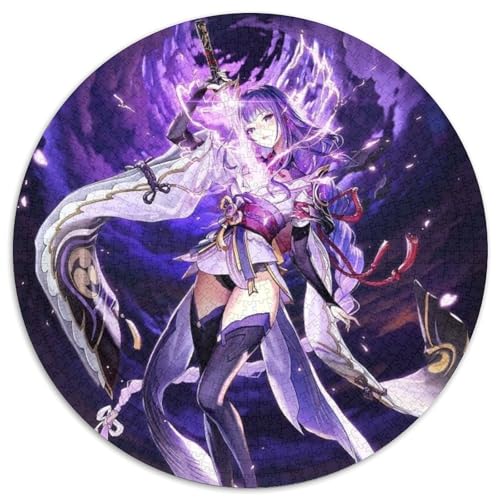 1000-teiliges Puzzle, Genshin Impact Raiden Shogun, 1000-teiliges rundes Puzzle für Erwachsene, Weihnachten, Halloween, Ostern, Neujahr, 67,5 x 67,5 cm von LiJianXXL