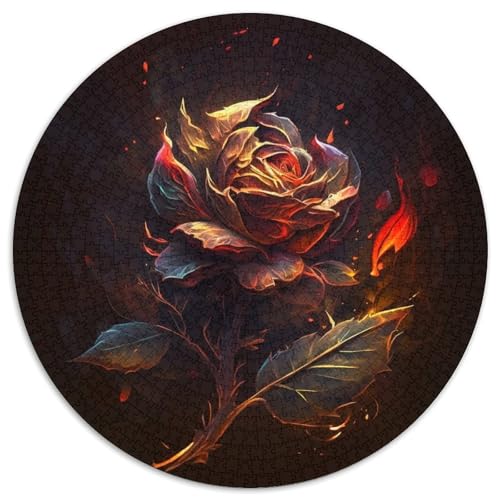 1000-teiliges Puzzle, Rose, 1000-teiliges rundes Puzzle für Erwachsene, Weihnachten, Halloween, Ostern, Neujahr, 67,5 x 67,5 cm von LiJianXXL