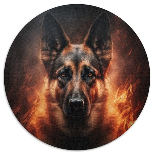 1000-teiliges Puzzle Feuerdeutscher Schäferhund, rund, 1000 Teile, für Erwachsene, interaktives Familienspiel, Denksportaufgabe, Lernspielzeug, 67,5 x 67,5 cm 1000-teiliges Puzzle Feuerdeutscher Schäferhund, rund, 1000 Teile, für Erwachsene, interaktives Familienspiel, Denksportaufgabe, Lernspielzeug, 67,5 x 67,5 cm von LiJianXXL