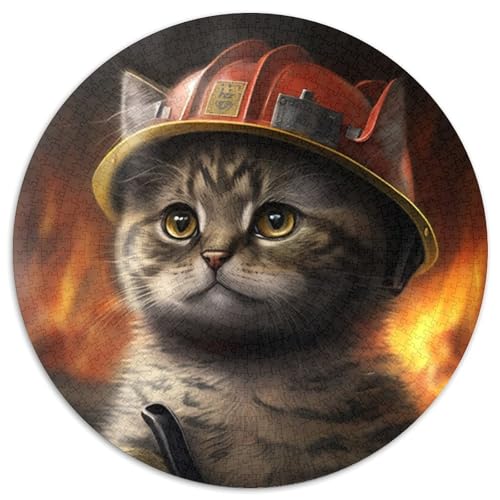 1000-teiliges Puzzle Feuerwehrmann-Katze, rund, 1000 Teile, für Erwachsene, interaktives Familienspiel, Denksportaufgabe, Lernspielzeug, 67,5 x 67,5 cm 1000-teiliges Puzzle Feuerwehrmann-Katze, rund, 1000 Teile, für Erwachsene, interaktives Familienspiel, Denksportaufgabe, Lernspielzeug, 67,5 x 67,5 cm von LiJianXXL
