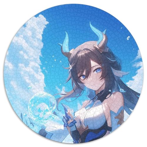 1000-teiliges Puzzle Genshin Impact, rund, 1000 Teile, für Erwachsene, interaktives Familienspiel, Denksportaufgabe, Lernspielzeug, 67,5 x 67,5 cm von LiJianXXL