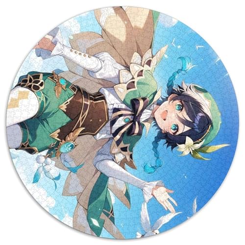 1000-teiliges Puzzle Genshin Impact, rund, 1000 Teile, für Erwachsene, interaktives Familienspiel, Denksportaufgabe, Lernspielzeug, 67,5 x 67,5 cm von LiJianXXL