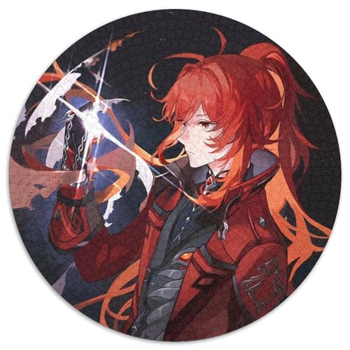 1000-teiliges Puzzle Genshin Impact Diluc, rundes Puzzle 1000 Teile für Erwachsene, interaktives Familienspiel, Denksportaufgabe, Lernspielzeug, 67,5 x 67,5 cm 1000-teiliges Puzzle Genshin Impact Diluc, rundes Puzzle 1000 Teile für Erwachsene, interaktives Familienspiel, Denksportaufgabe, Lernspielzeug, 67,5 x 67,5 cm von LiJianXXL
