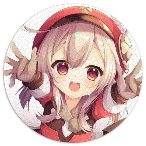 1000-teiliges Puzzle Genshin Impact Klee, rundes Puzzle 1000 Teile für Erwachsene, interaktives Familienspiel, Denksportaufgabe, Lernspielzeug, 67,5 x 67,5 cm von LiJianXXL