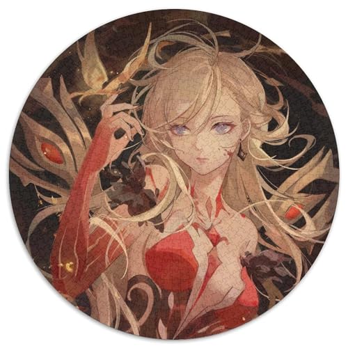 1000-teiliges Puzzle Genshin Impact La Signora, rund, 1000 Teile, für Erwachsene, perfekt als Dekoration für Zuhause und Büro, Partys, Geburtstage und Feiertagsgeschenke, 67,5 x 67,5 cm von LiJianXXL