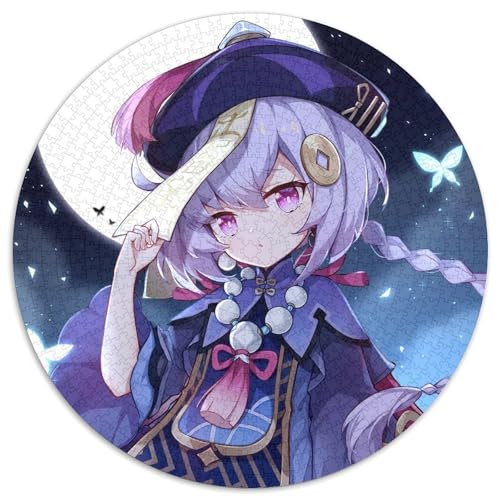 1000-teiliges Puzzle Genshin Impact Qiqi, rundes Puzzle 1000 Teile für Erwachsene, interaktives Familienspiel, Denksportaufgabe, Lernspielzeug, 67,5 x 67,5 cm von LiJianXXL