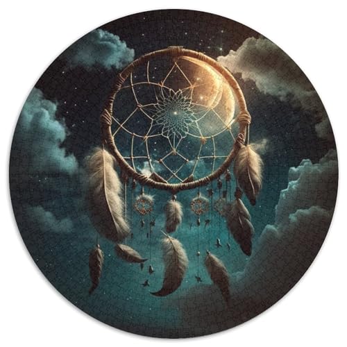 1000-teiliges Puzzle Traumfänger, rund, 1000 Teile, für Erwachsene, interaktives Familienspiel, Denksportaufgabe, Lernspielzeug, 67,5 x 67,5 cm von LiJianXXL