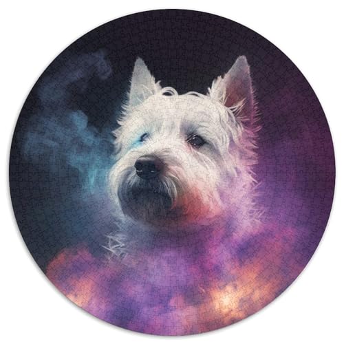 1000-teiliges Puzzle West Highland White Terrier, rundes Puzzle 1000 Teile für Erwachsene, interaktives Familienspiel, Denksportaufgabe, Lernspielzeug, 67,5 x 67,5 cm 1000-teiliges Puzzle West Highland White Terrier, rundes Puzzle 1000 Teile für Erwachsene, interaktives Familienspiel, Denksportaufgabe, Lernspielzeug, 67,5 x 67,5 cm von LiJianXXL