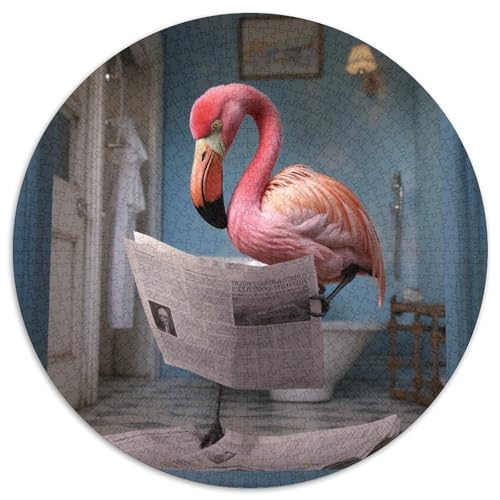 1000-teiliges Puzzle für Erwachsene, Flamingo liest Zeitung, runde Puzzles für 1000-teiliges Denkspiel, interaktives Familienspiel, geeignet für Kinder ab 14 Jahren, 67,5 x 67,5 cm 1000-teiliges Puzzle für Erwachsene, Flamingo liest Zeitung, runde Puzzles für 1000-teiliges Denkspiel, interaktives Familienspiel, geeignet für Kinder ab 14 Jahren, 67,5 x 67,5 cm von LiJianXXL