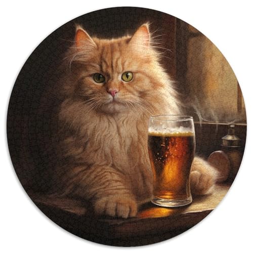 1000-teiliges Puzzle für Erwachsene, Katze trinkt Bier, runde Puzzles für 1000-teiliges Denkspiel, interaktives Familienspiel, geeignet für Kinder ab 14 Jahren, 67,5 x 67,5 cm 1000-teiliges Puzzle für Erwachsene, Katze trinkt Bier, runde Puzzles für 1000-teiliges Denkspiel, interaktives Familienspiel, geeignet für Kinder ab 14 Jahren, 67,5 x 67,5 cm von LiJianXXL