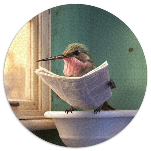 1000-teiliges Puzzle für Erwachsene, Kolibri liest Zeitung, 1000-teiliges rundes Puzzle, Heimdekoration, 67,5 x 67,5 cm 1000-teiliges Puzzle für Erwachsene, Kolibri liest Zeitung, 1000-teiliges rundes Puzzle, Heimdekoration, 67,5 x 67,5 cm von LiJianXXL