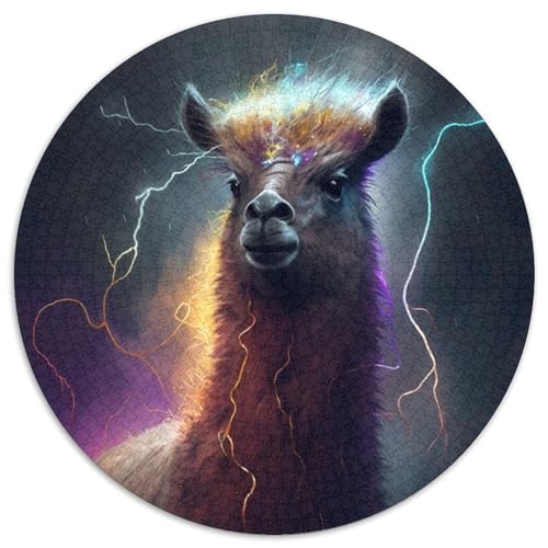 Alpaka-Puzzle für Erwachsene, 1000 Teile, rund, 1000 Teile, Familienaktivität, Denksportaufgabe, Heimdekoration, 67,5 x 67,5 cm von LiJianXXL