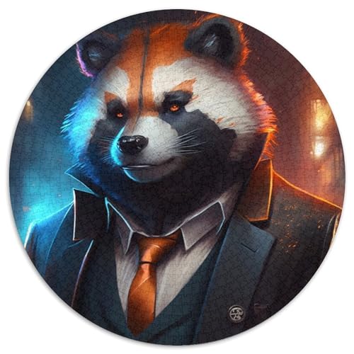 Boss Raccoon Puzzle für Erwachsene, 1000 Teile, rundes Puzzle, 1000 Teile, perfekt für Jugendliche und Heimdekoration, 67,5 x 67,5 cm von LiJianXXL