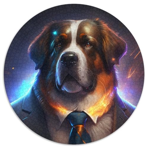 Boss Saint Bernard Puzzle 1000 Teile Puzzle für Erwachsene Weihnachten, Halloween, Ostern, Neujahr. 67,5 x 67,5 cm von LiJianXXL