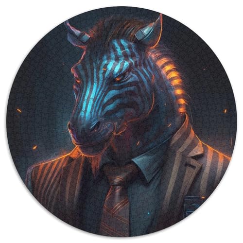 Boss Zebra Puzzle 1000 Teile für Erwachsene, rundes Puzzle 1000 Teile, Spiel für Erwachsene, Geschenk, interaktives Familienspiel, Gehirn-Herausforderung, Geschenk, 67,5 x 67,5 cm von LiJianXXL