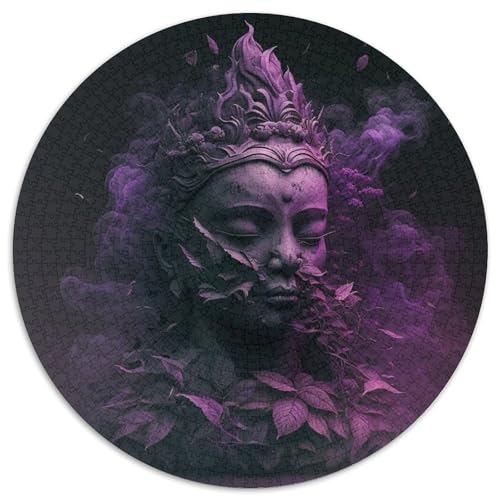 Buddha-Statuen-Puzzle für Erwachsene, 1000 Teile, rundes Puzzle, 1000 Teile, perfekt für Teenager und Heimdekoration, 67,5 x 67,5 cm von LiJianXXL