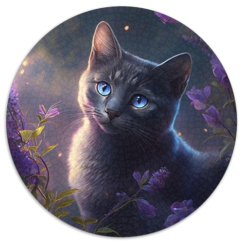 Fantasy Cat Puzzle 1000 Teile für Erwachsene, 1000-teiliges rundes Puzzle, kreatives Familienspiel und Heimdekoration, perfektes Weihnachtsgeschenk für Teenager, 67,5 x 67,5 cm von LiJianXXL