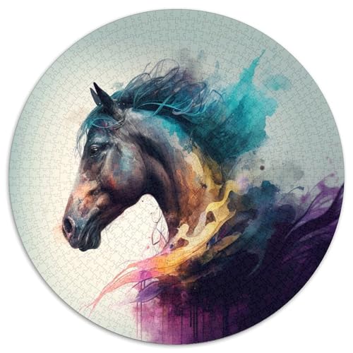 Fantasy Horse Puzzle 1000 Teile für Erwachsene, rundes Puzzle, 1000 Teile, Puzzle mit hohem Schwierigkeitsgrad, Gehirn-Teaser für Jugendliche, 67,5 x 67,5 cm von LiJianXXL