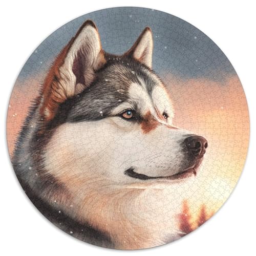 Fantasy Husky Puzzle 1000 Teile für Erwachsene, 1000-teiliges rundes Puzzle, kreatives Familienspiel und Heimdekoration, perfektes Weihnachtsgeschenk für Teenager, 67,5 x 67,5 cm von LiJianXXL